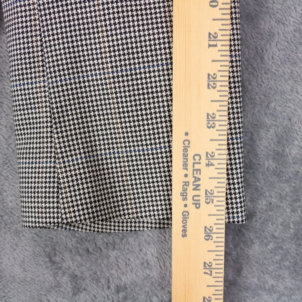 Jos A Bank Sport Coat Mens 46L White Black Silk Wool Houndstooth Blazer Jacket